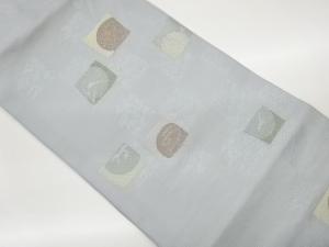 変わり市松に抽象模様織出し名古屋帯